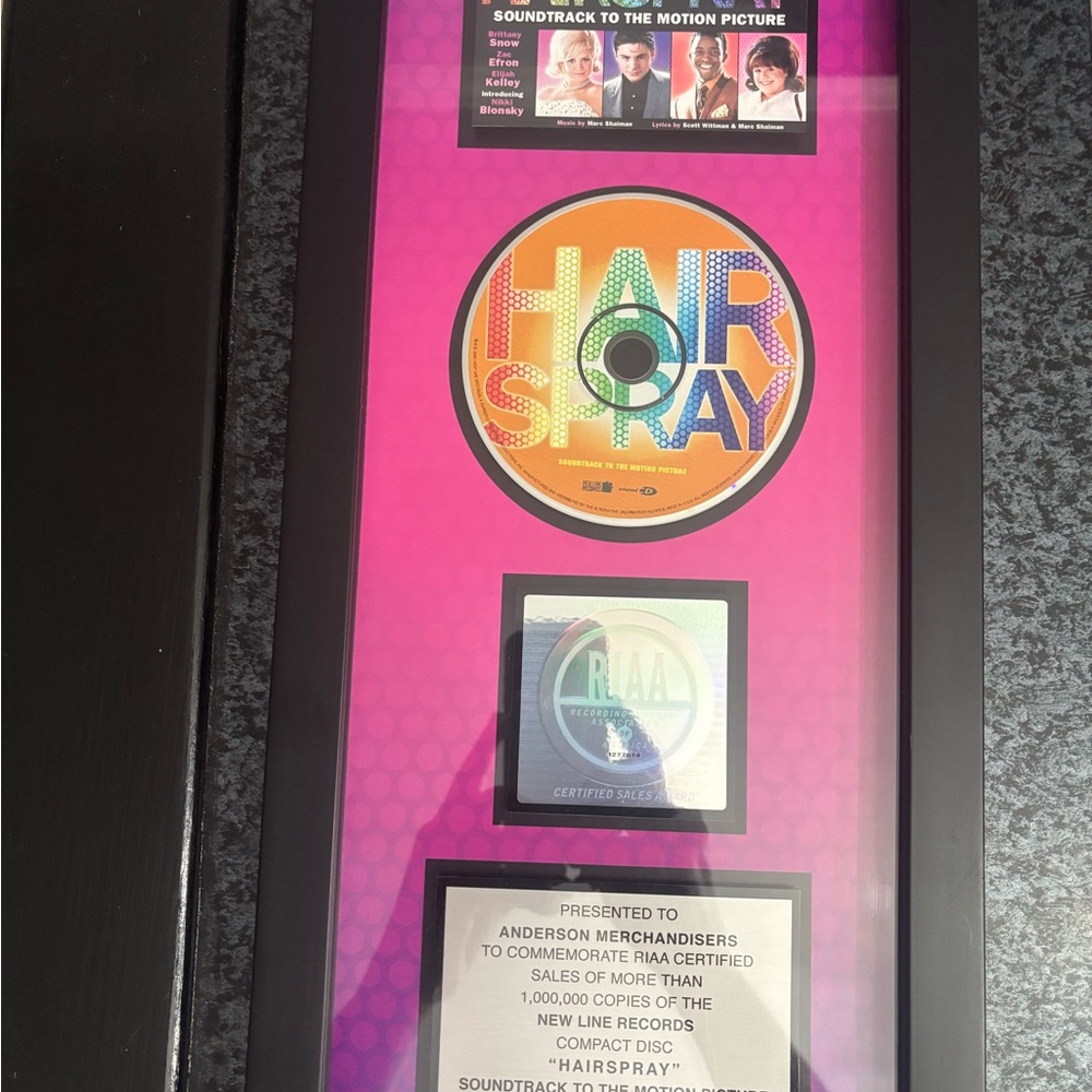 Hairspray Soundtrack RIAA Certified Plaque